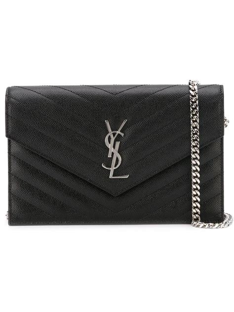 ysl monogram chain wallet silver|YSL envelope wallet on chain.